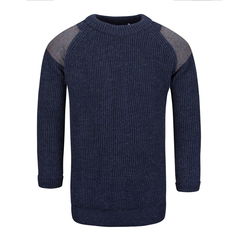 Tweed Patch Crew Neck Sweater