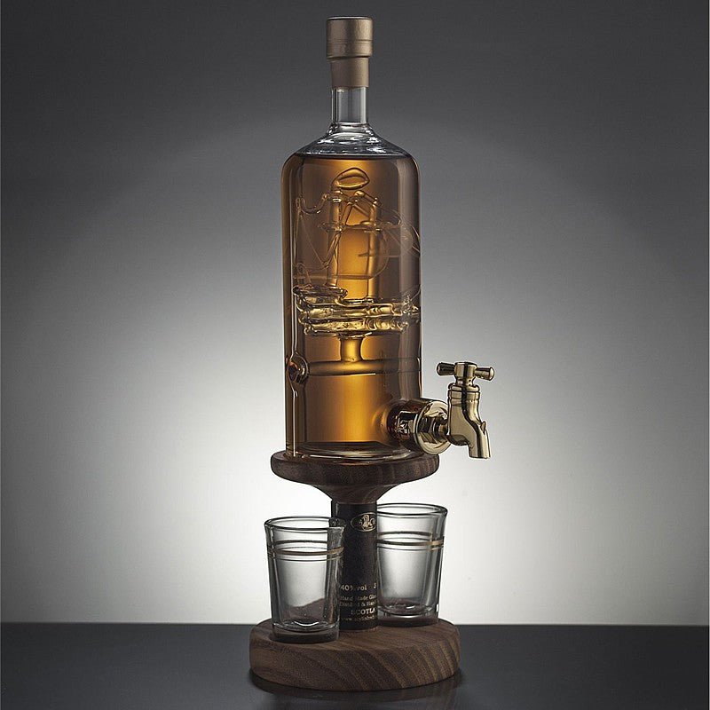 Personalised Rum Ship-in-Bottle with Two Glasses - from Nauticalia