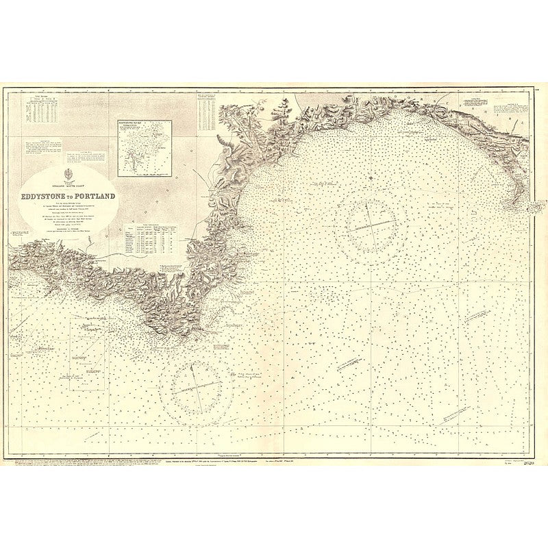 Vintage Nautical Chart - Admiralty Chart 2620 - Eddystone to Portland